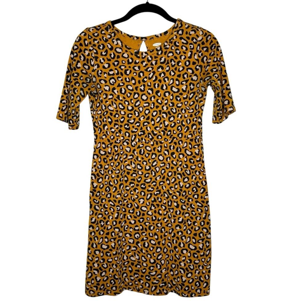 OLD NAVY / brown black leopard cheetah printed half sleeve cotton dress / XL